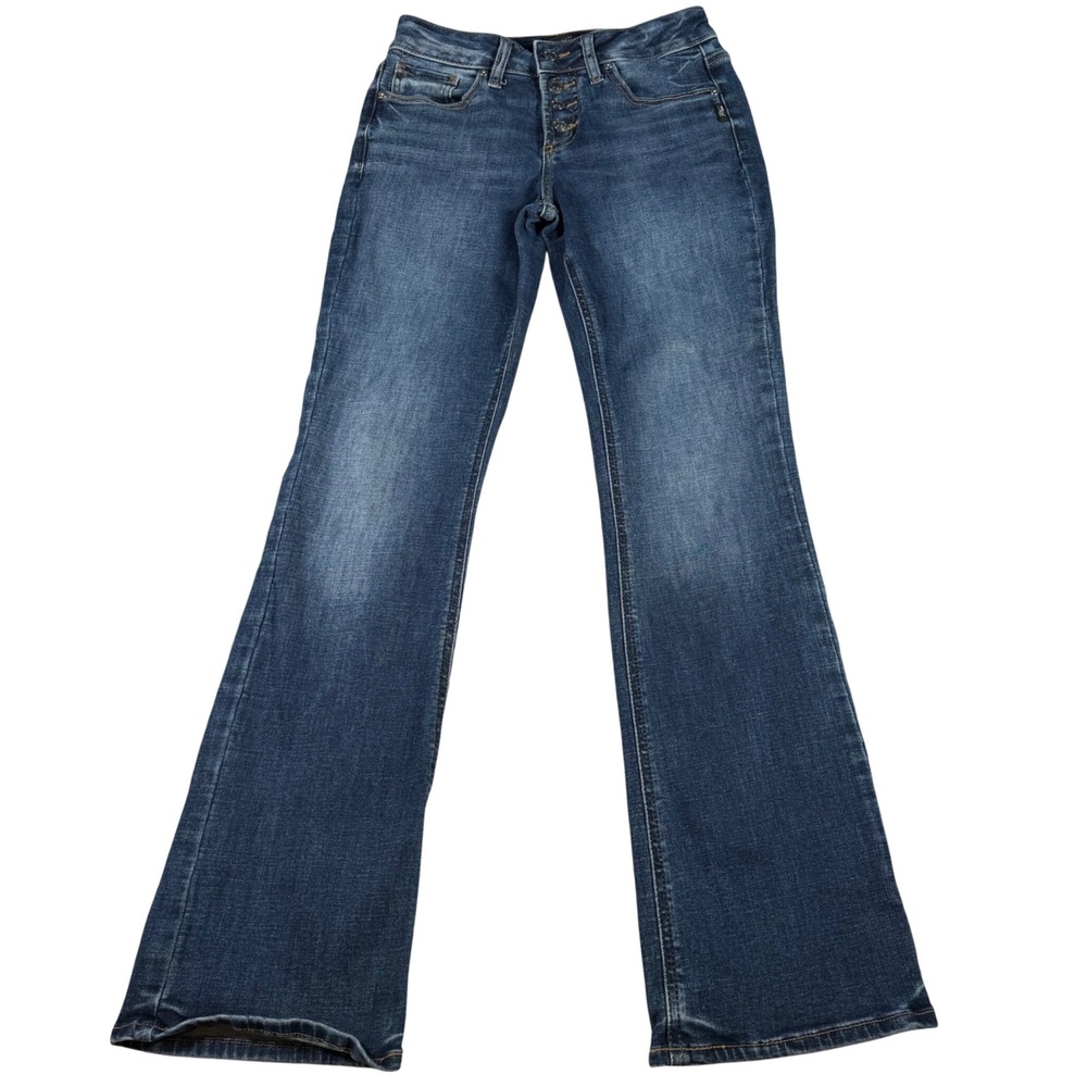 Silver Jeans Suki Slim Boot Women 26W 31L (FITS 27x30) Blue Button Fly Mid Rise